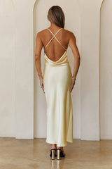Satin Stargazer Maxi Dress Yellow