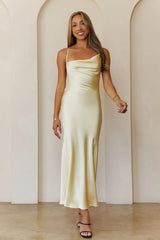 Satin Stargazer Maxi Dress Yellow