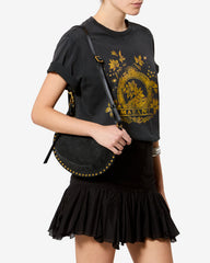 Oskan Moon Bag in Crocodile-Effect Velvet Leather