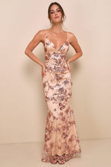 Shine Language Emerald Green Sequin Mermaid Maxi Dress
