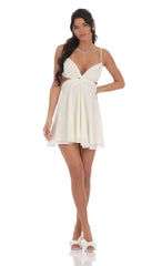 Cutout Fit and Flare Dress in Ivory