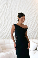Moonlight Dancer Off Shoulder Maxi Dress Black