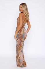 Luminous Maxi Skirt Safari Chaos