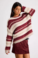 Brea Red and Beige Striped Oversized Sweater