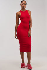 CUTIE PIE KNIT MIDI DRESS IN RED