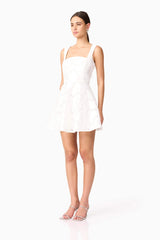 Elara Beaded Mini Dress in White