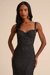 A-Lister Black Rhinestone Bustier Maxi Dress