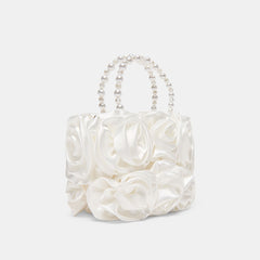 AUBREY HANDBAG WHITE SATIN
