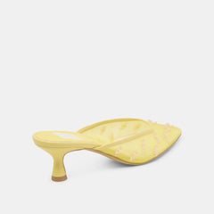 CLARA WIDE HEELS LEMON MESH