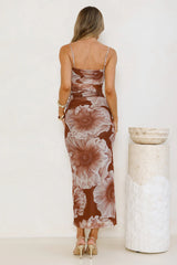 Palm Princess Mesh Maxi Dress Brown