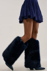 AZALEA WANG FRIATA NAVY FUR WESTERN BLOCK BOOT