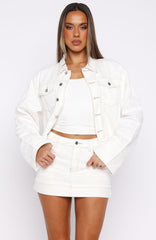 Charlotte Denim Mini Skirt Off White