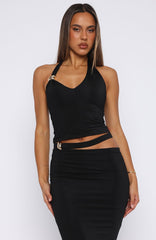 Broken Hearted Halter Top Black