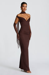 Abigail Maxi Dress - Plum Brown Dress Babyboo Fashion Premium Exclusive Design