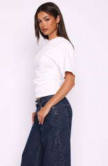 Destination Unknown Cinched Waist Boxy Tee White