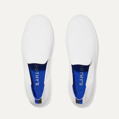 A pair of The slip-on Sneaker in Bright White shown from the top view.