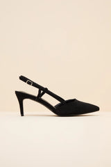 Cadey Black Suede Pointed-Toe Slingback Pumps