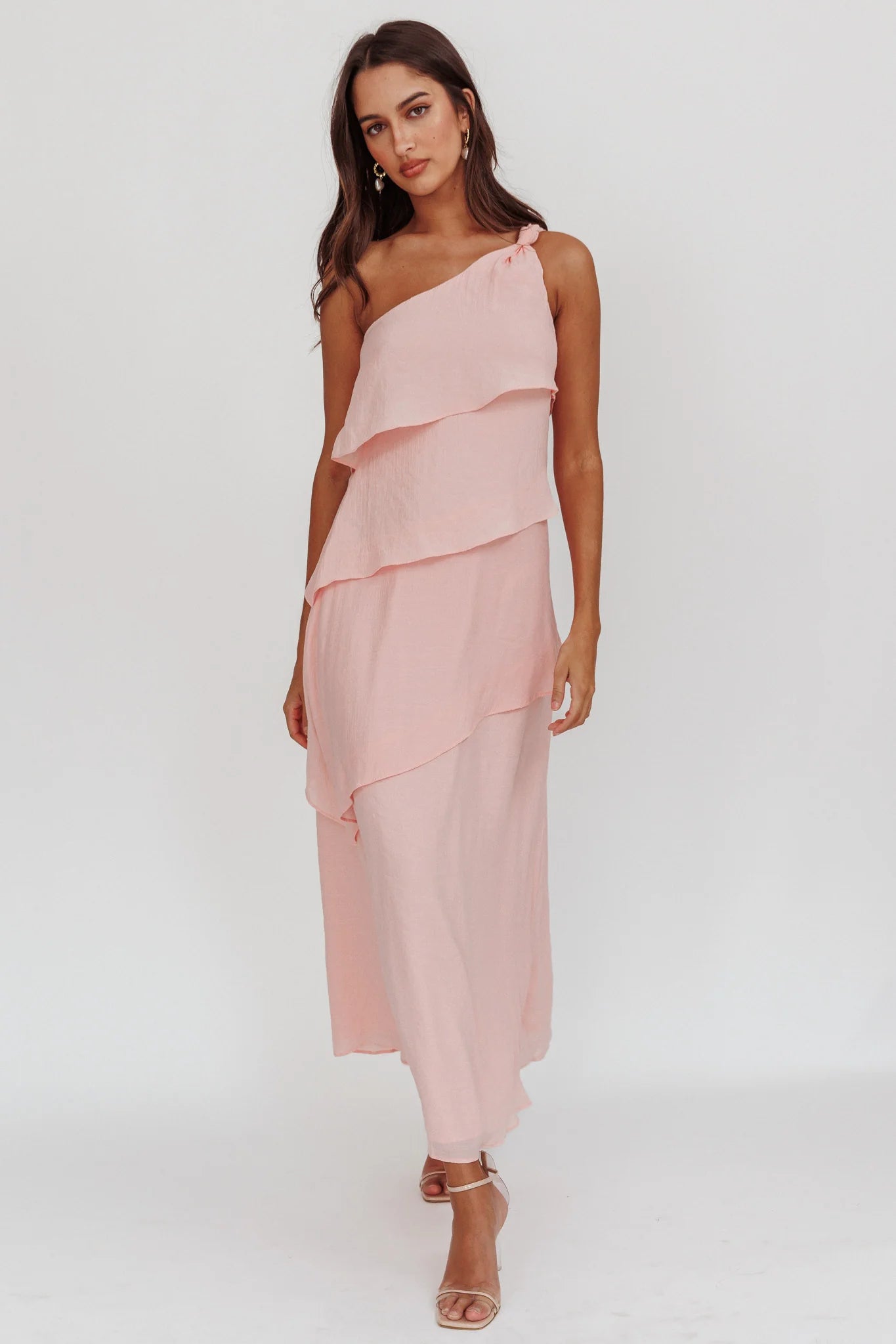 Delwyn One-Shoulder Maxi Dress Baby Pink
