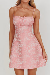 Kyrah Lace-Up Back Mini Dress Floral Pink