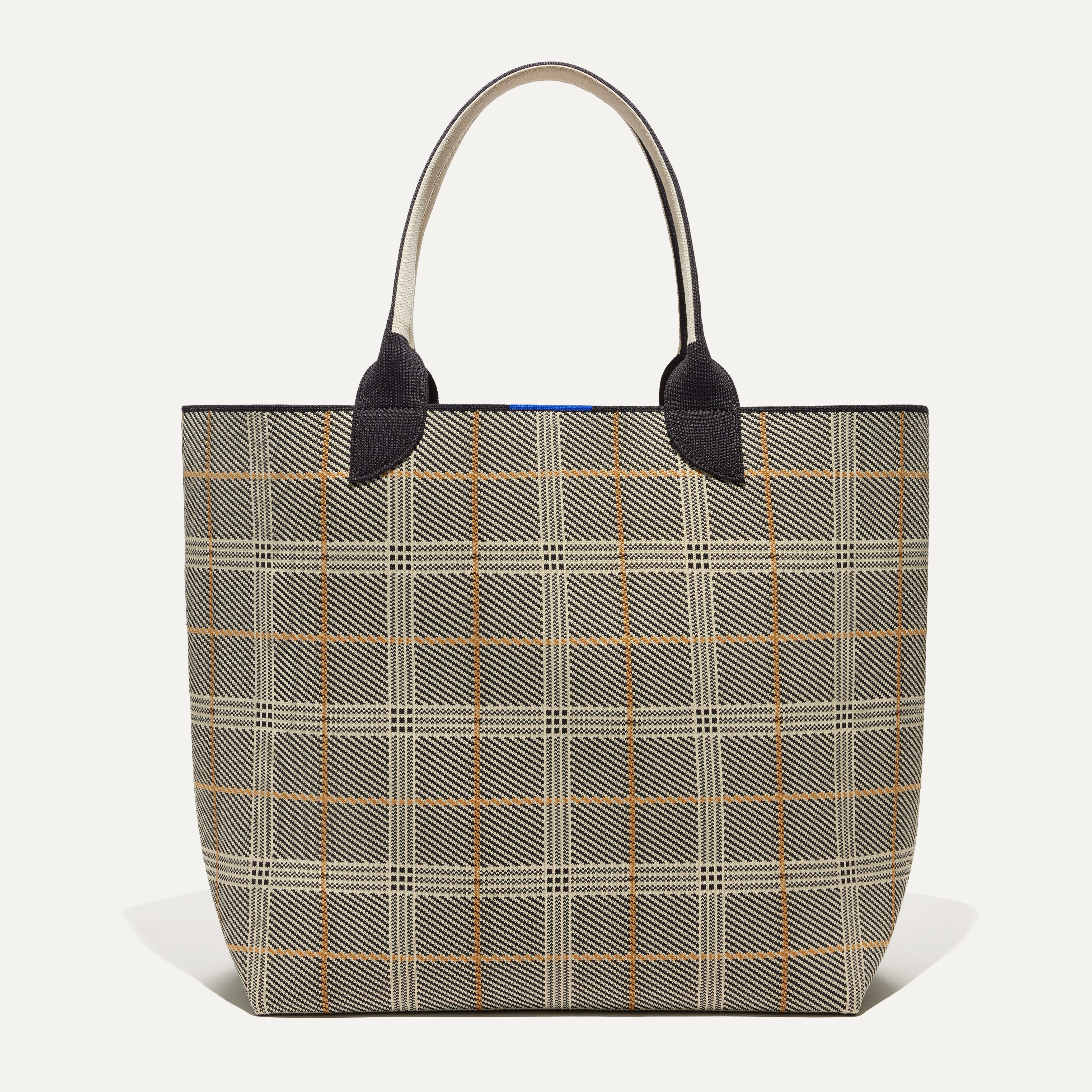 PLP |The Reversible Lightweight Tote in Black Glen Plaid shown from the front.