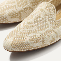 Close up of the toe and vamp of The Almond Loafer in Pearl Bouquet.