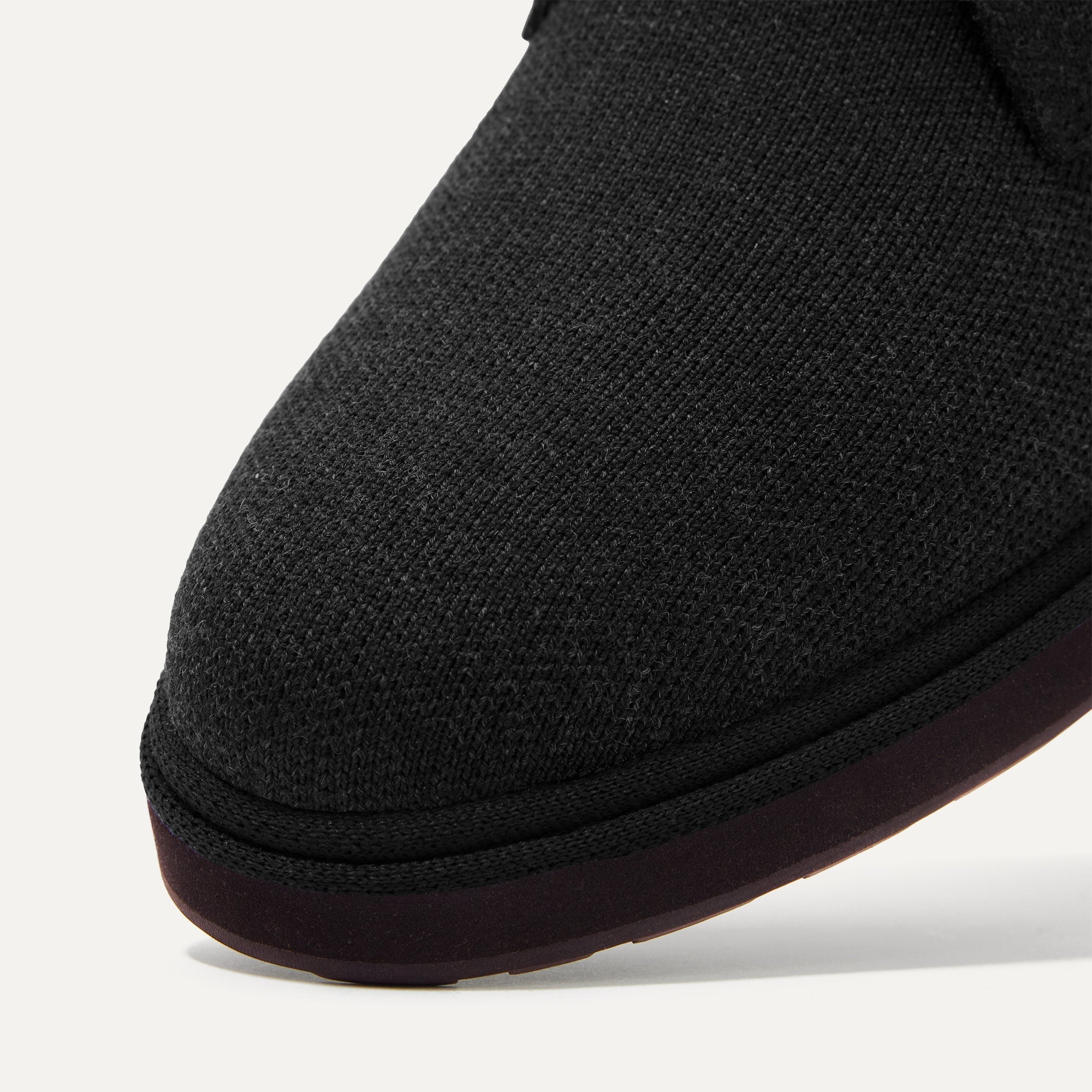 Close up of the toe area of The Chukka Boot in Black.