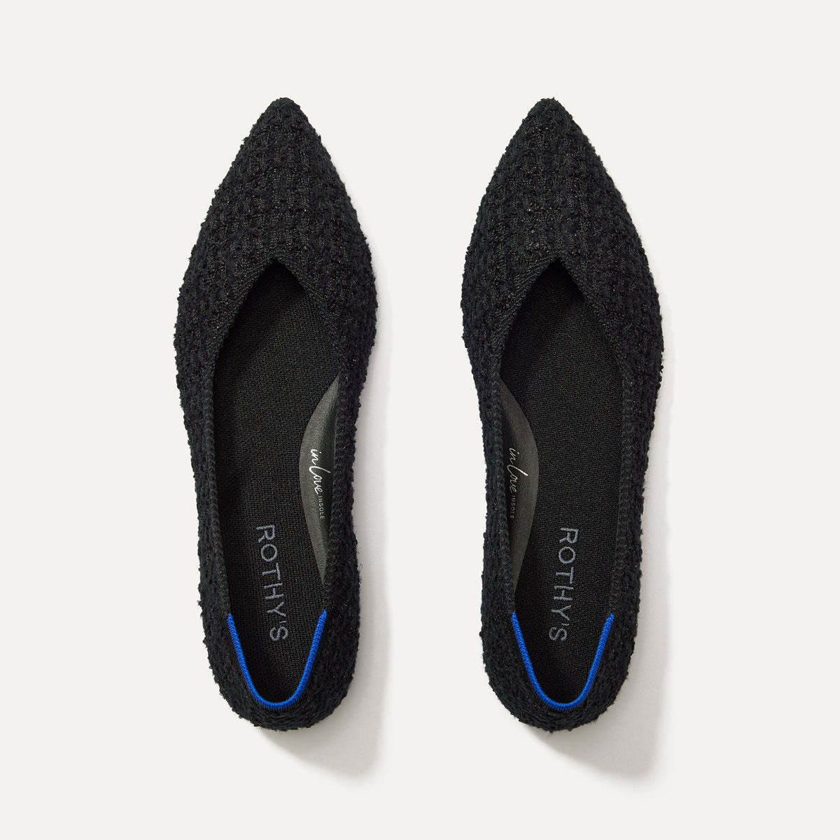 The Point II in Black Bouclé shown from the top.