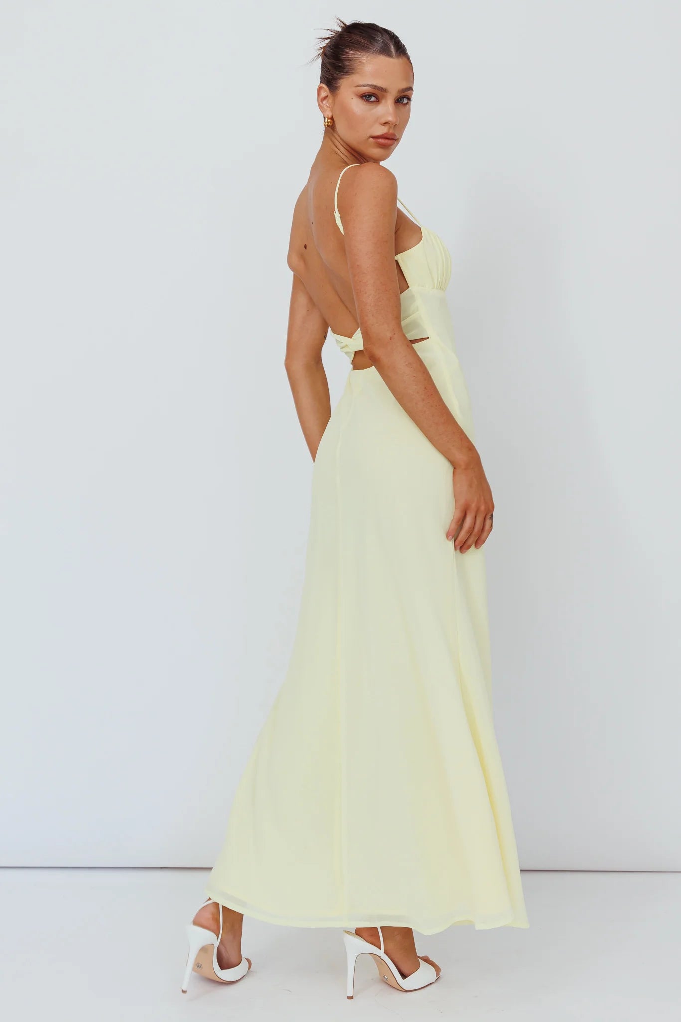 Nerida Twist Back Maxi Dress Lemon