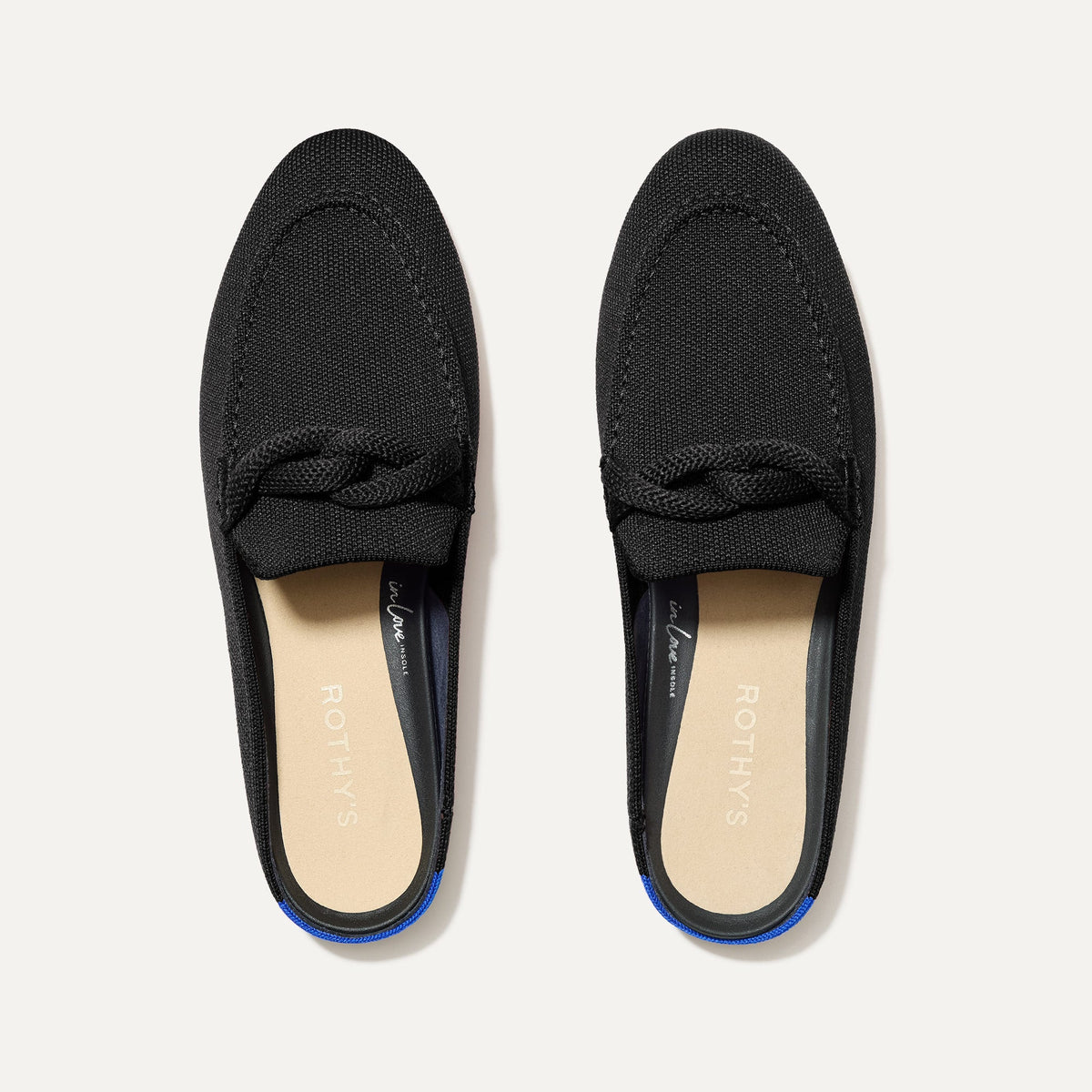 The Loafer Mule in Black shown from the top.