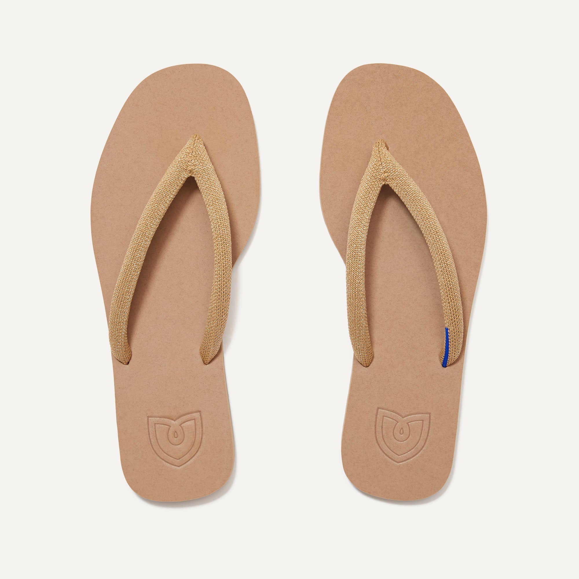 A pair of The Flip Flops in Golden Sun shown from the top view.