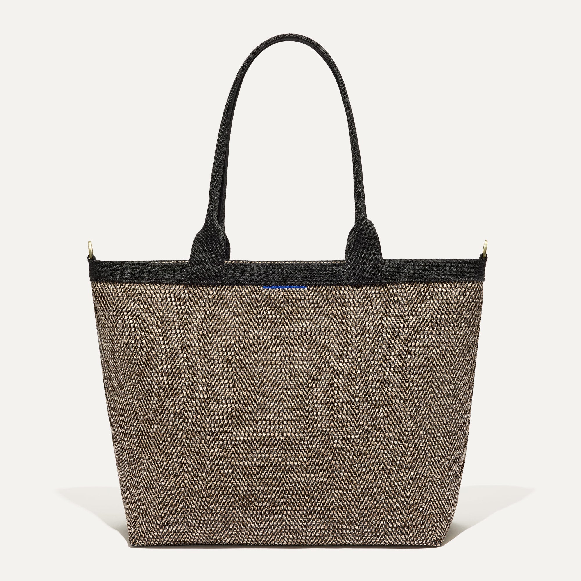 PLP |The Lightweight Zip Tote in Cacao Herringbone shown from the front.