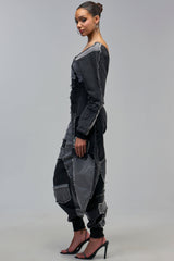 COMFY COZY BLACK DENIM JUMPSUIT