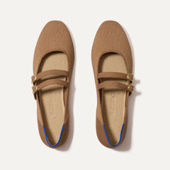 The Double Buckle Mary Jane in Java Chip shown from the top.