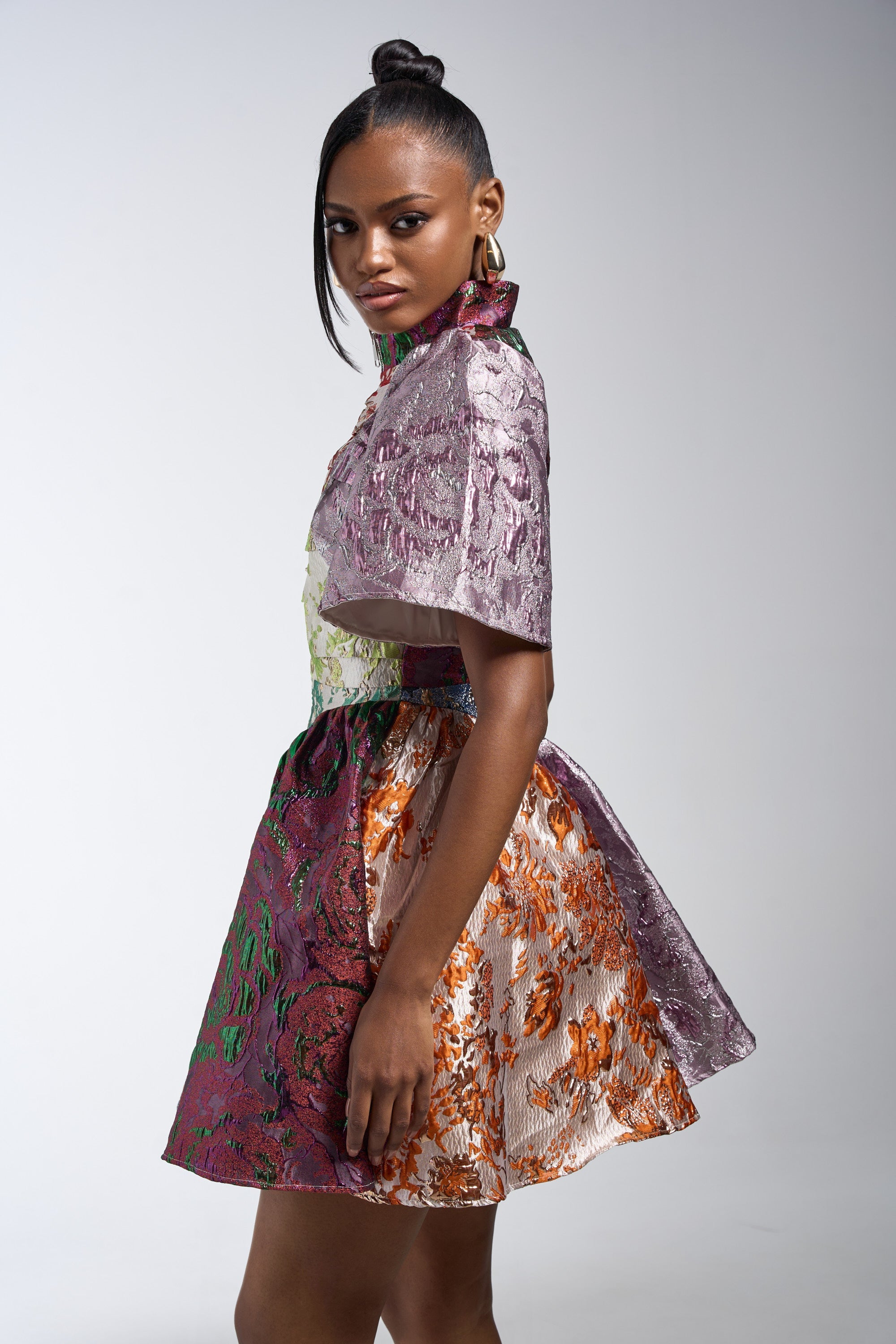 STAY WITH ME BROCADE MINI DRESS