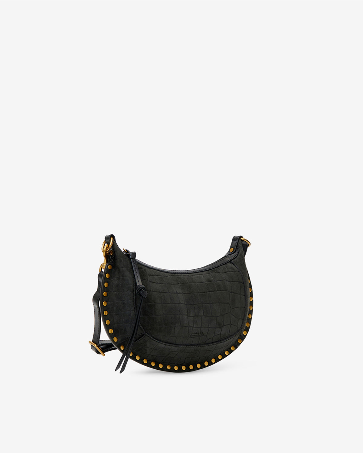 Oskan Moon Bag in Crocodile-Effect Velvet Leather