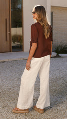 Kai Short Sleeve Top - Brown