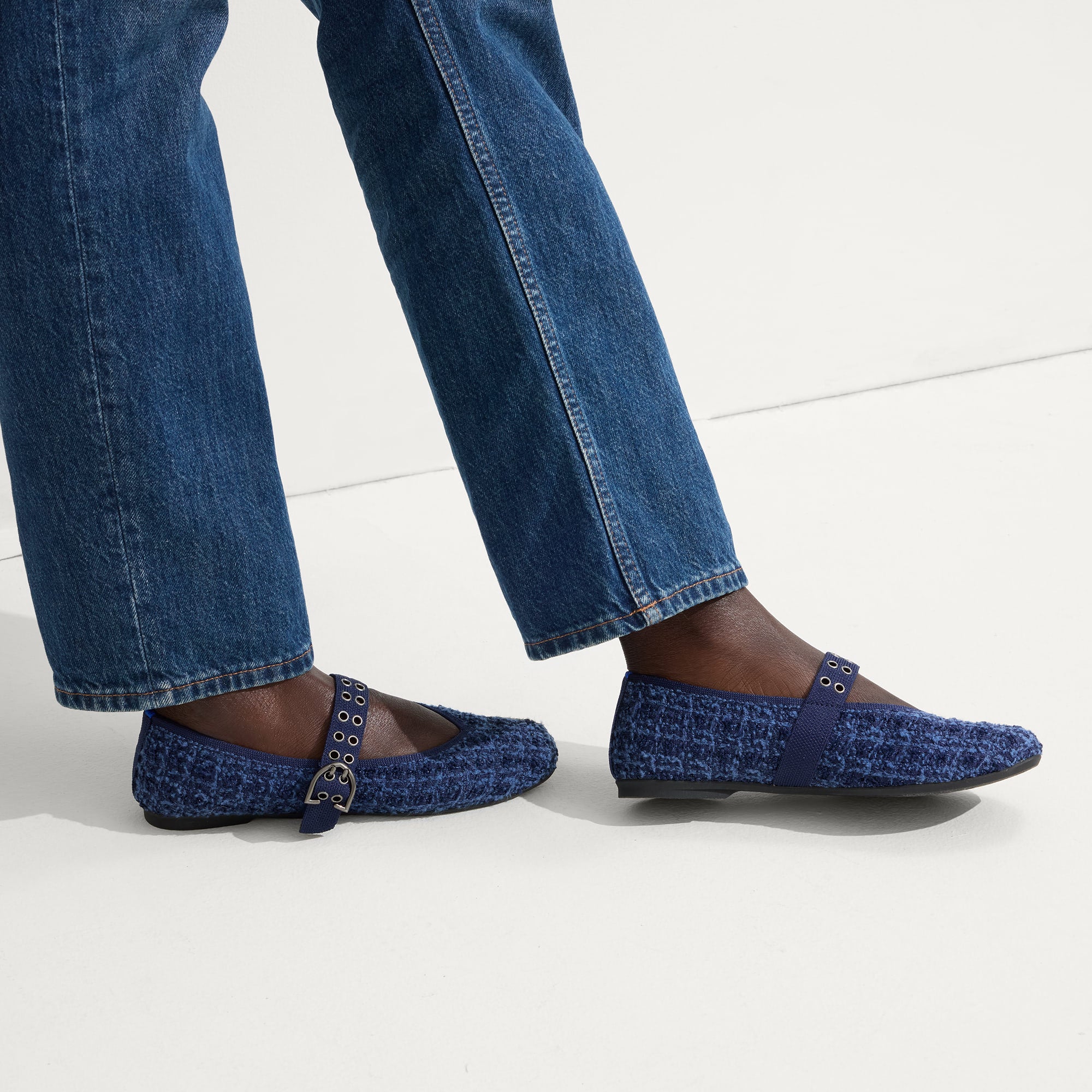 The Max Buckle Mary Jane - Blue Tweed