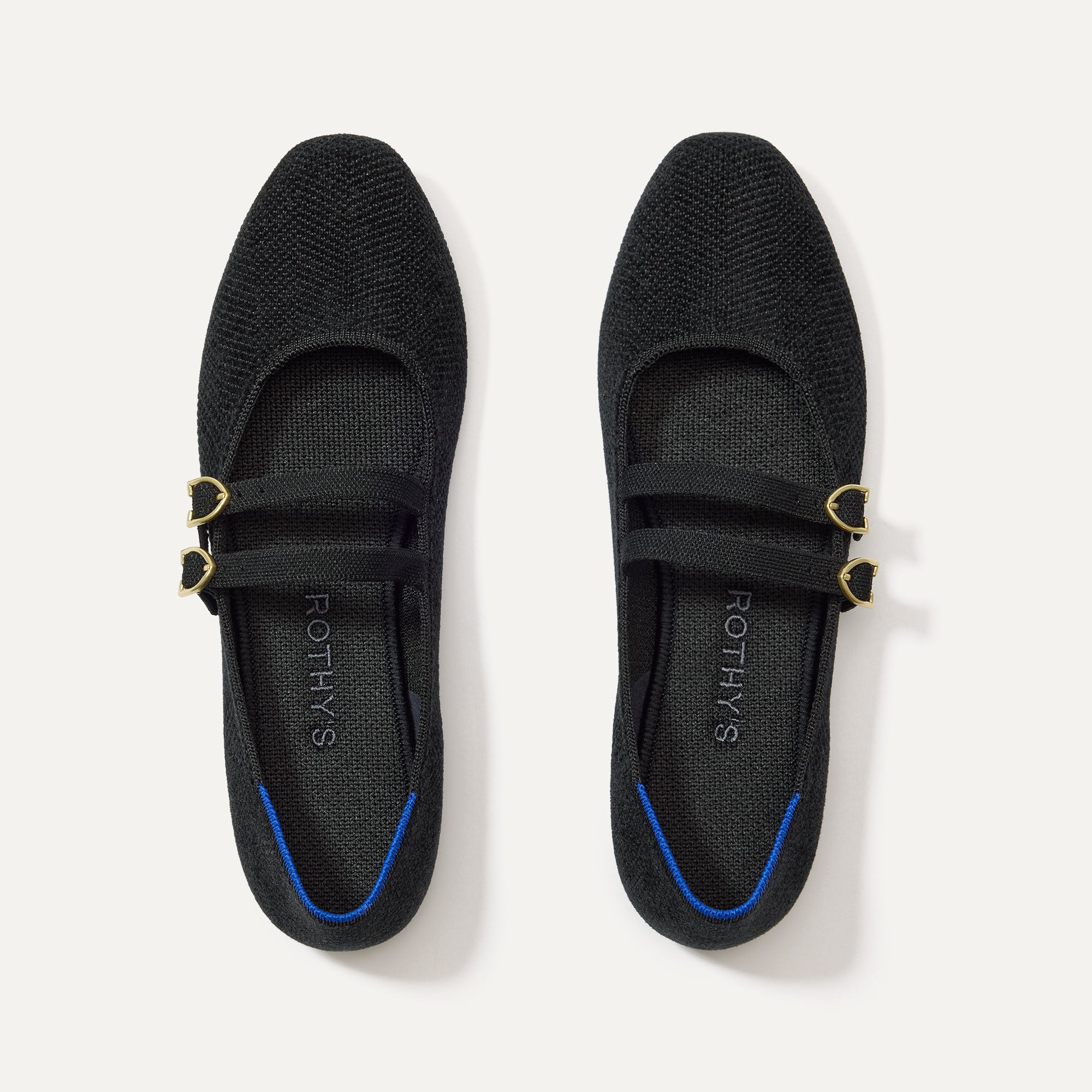 The Double Buckle Mary Jane in ReVelvet™ Black shown from the top.