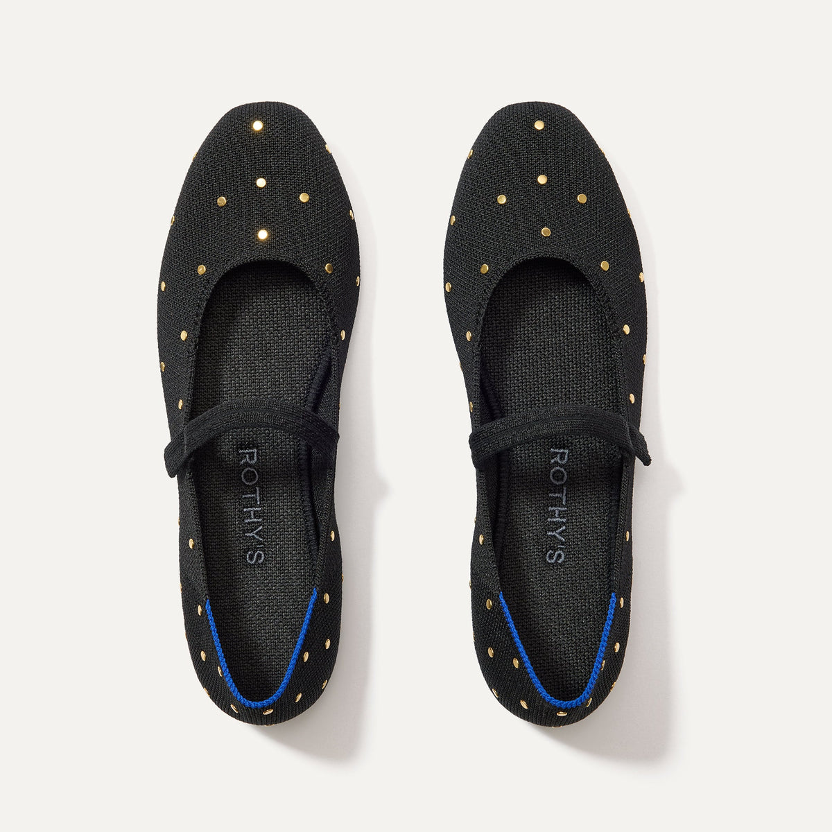 The Square Mary Jane in Studded Black shown from the top.