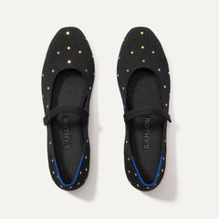 The Square Mary Jane in Studded Black shown from the top.