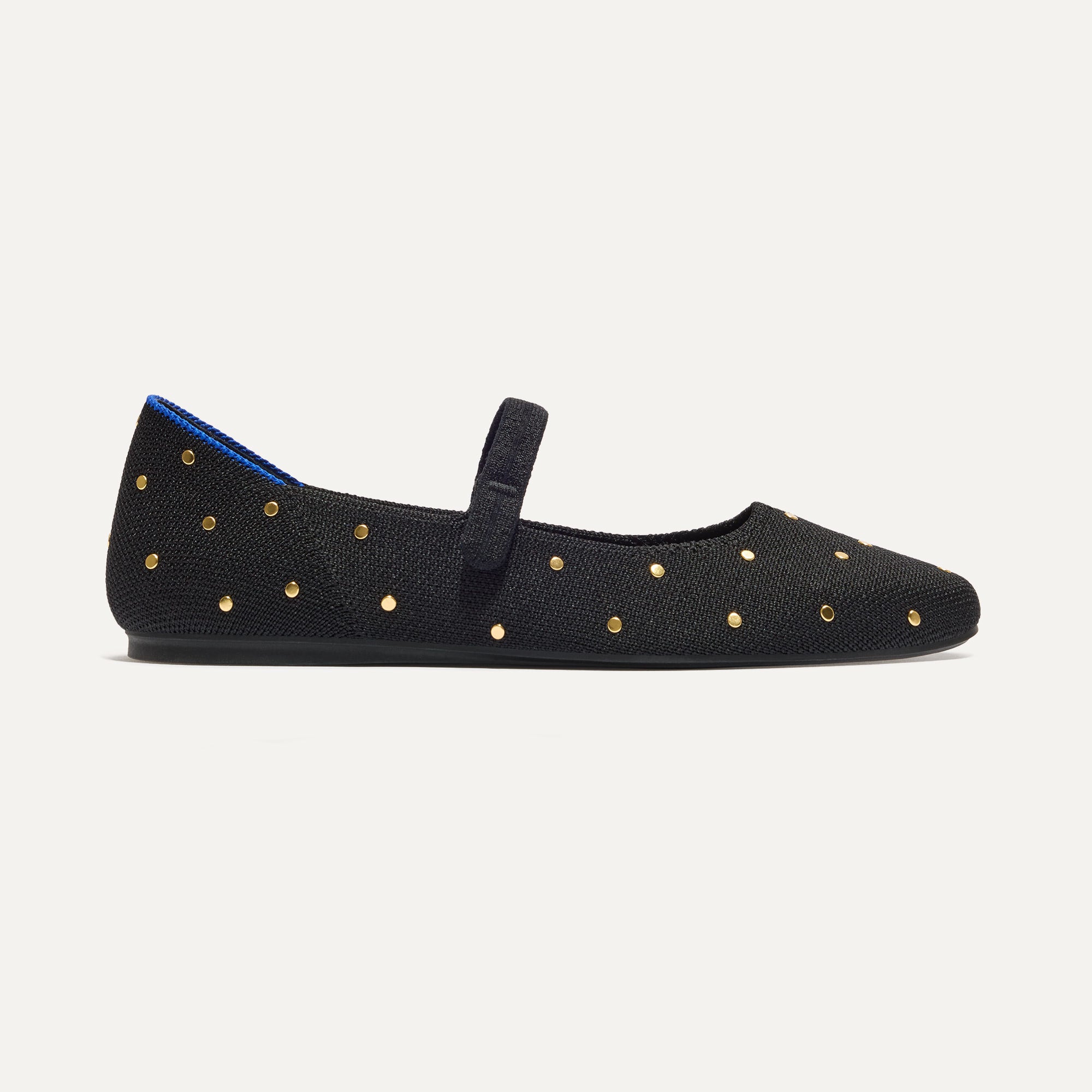 The Square Mary Jane in Studded Black shown from the side.