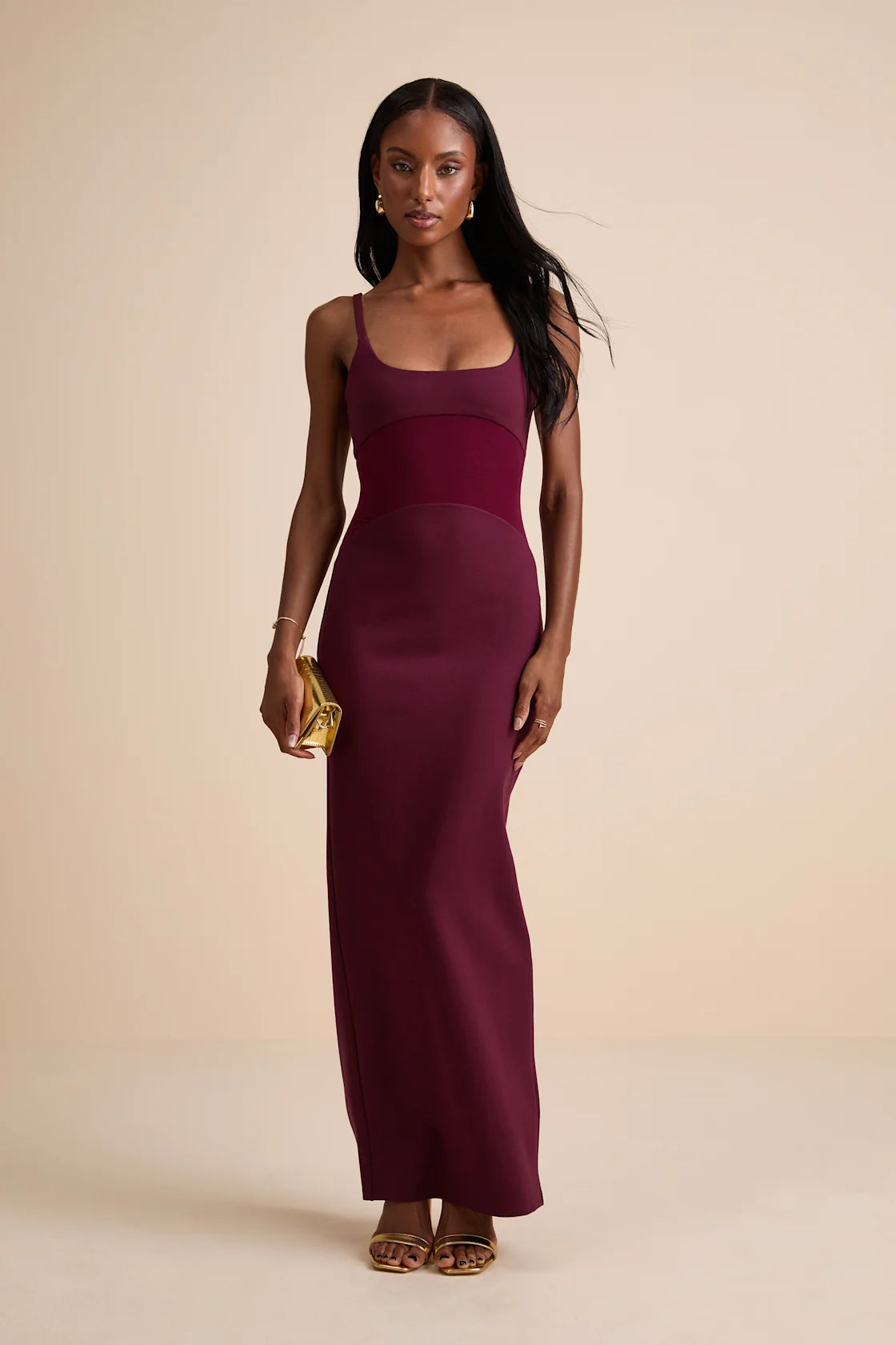 Lasandra Plum Sleeveless Column Maxi Dress