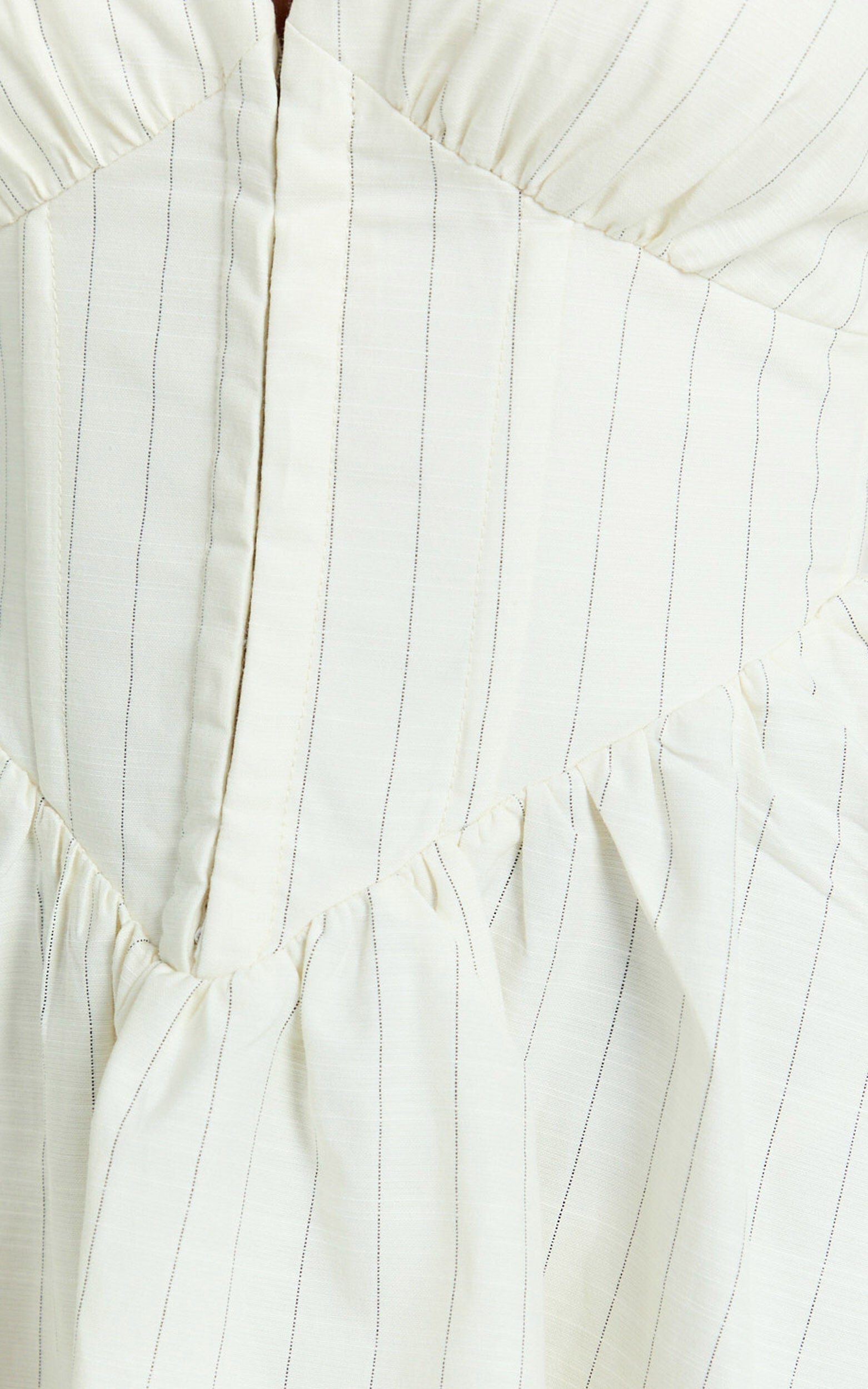 Raina Mini Dress - Halterneck Corset Waist Gathered Skirt Dress in Cream