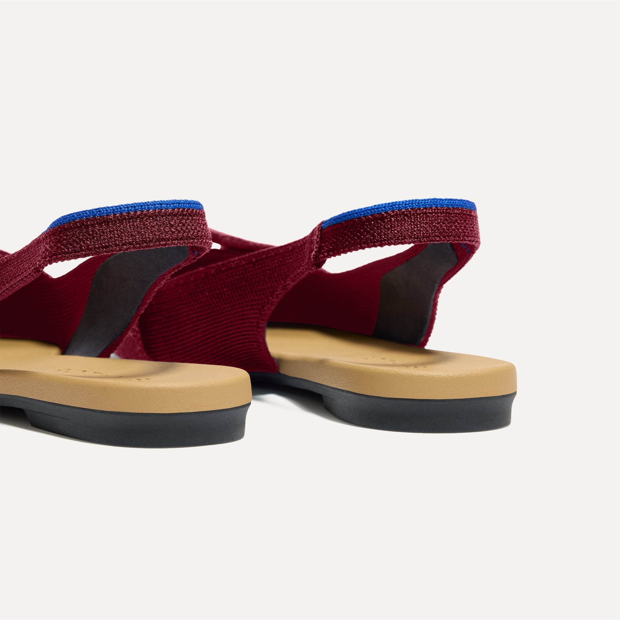 Close up of the heel The Twist Point Slingback in Cabernet.