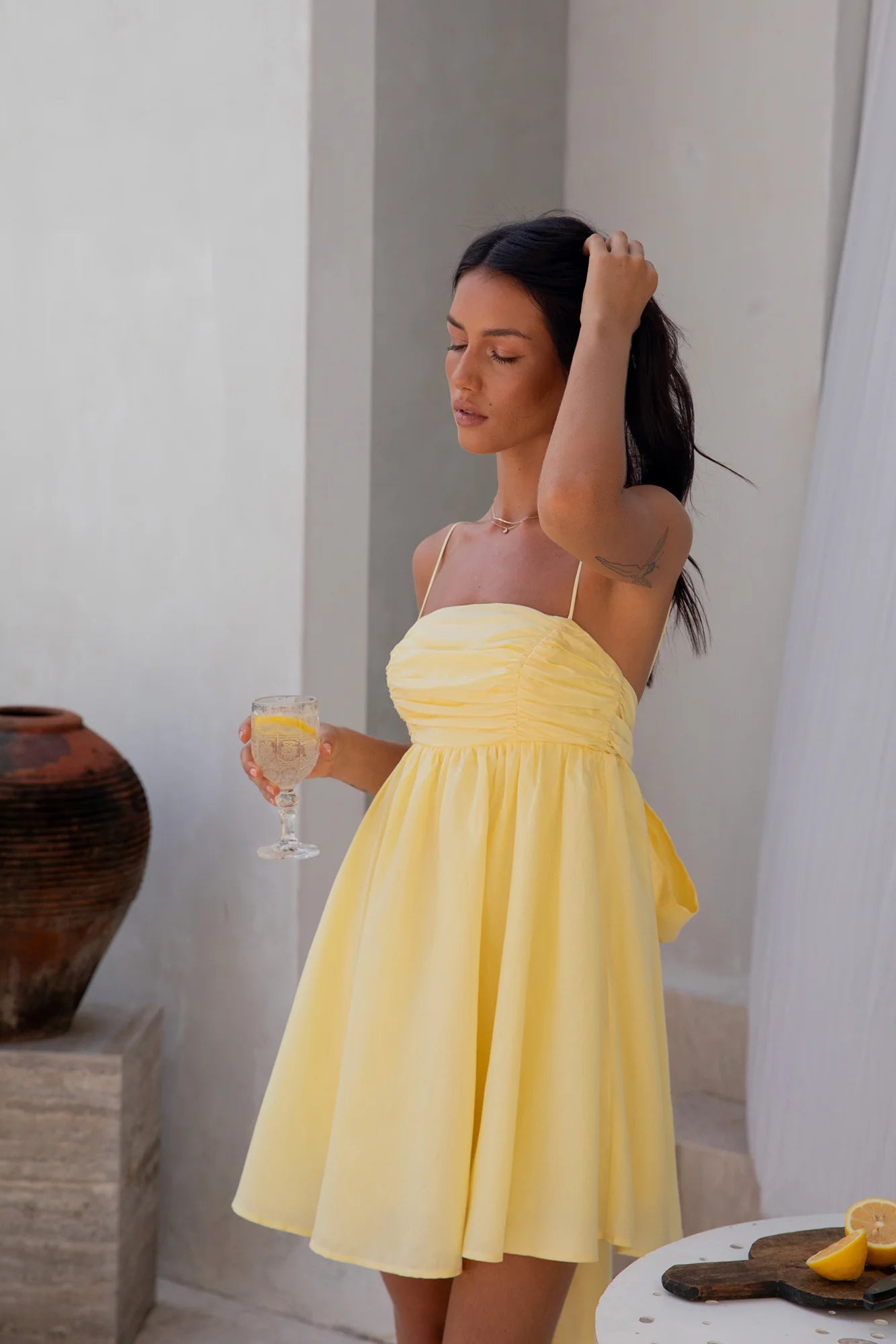 Midnight Charm Mini Dress Yellow