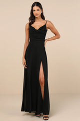 Notorious Poise Black Sleeveless Cowl Neck Maxi Dress