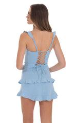 Ruffle Corset Dress in Light Blue