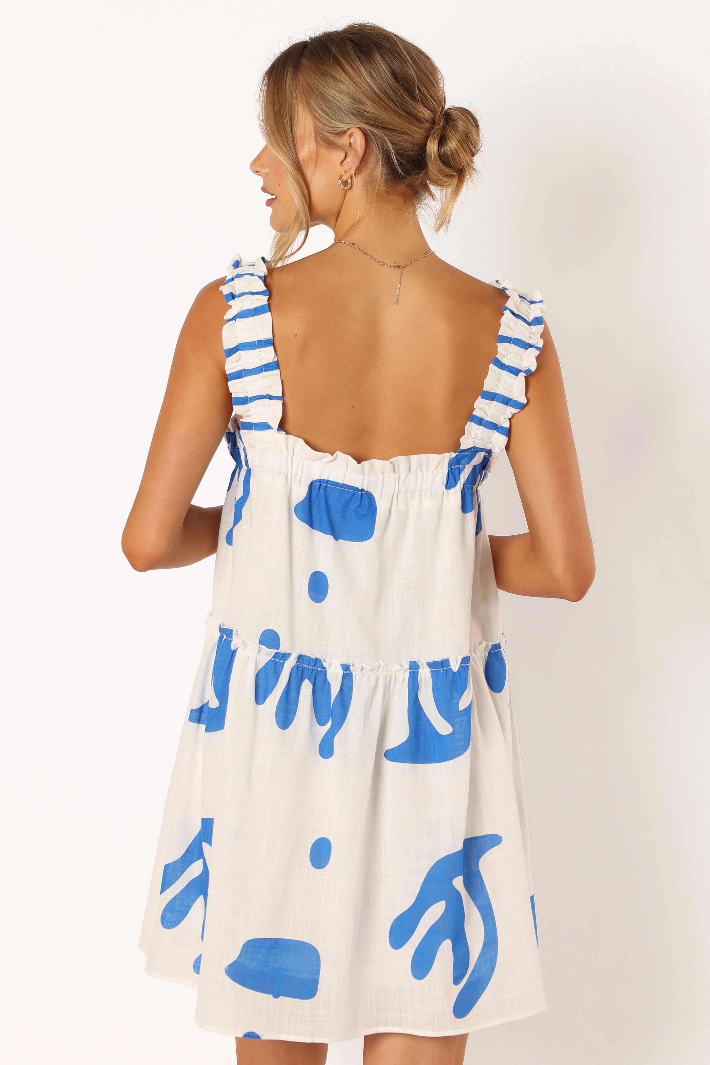 Elena Mini Dress - Blue Print