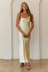 Satin Stargazer Maxi Dress Yellow