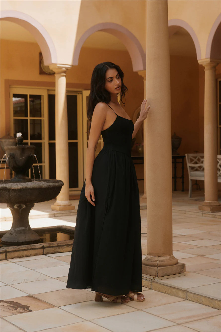 Whispering Willow Maxi Dress Black